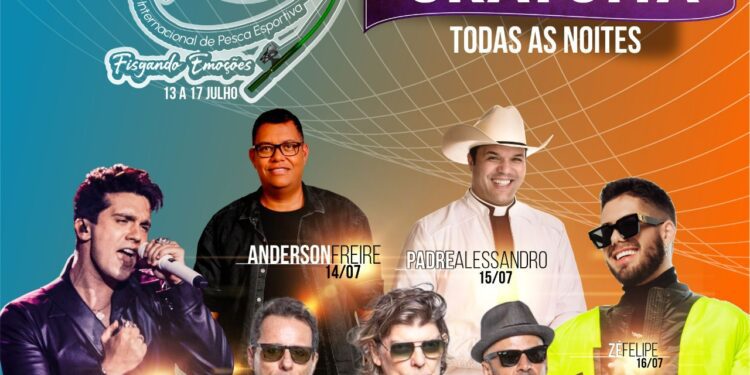 Vem aí, a 39ª edição do Festival Internacional de Pesca de Cáceres MT, abertura será com o cantor Luan Santana, que se apresenta  nesta quarta, dia 13 de julho